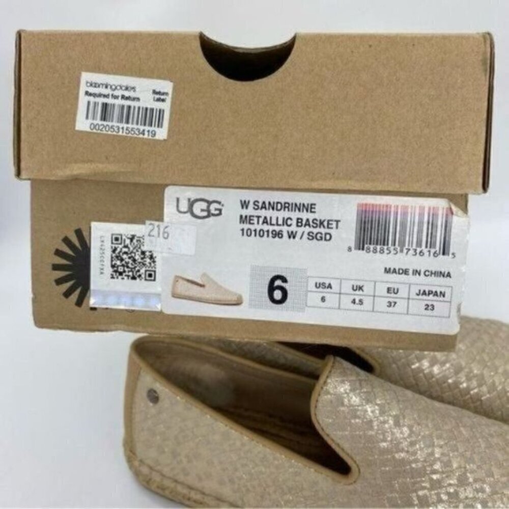 Ugg Womens Sandrinne Metallic Leather Espadrille Slip On Shoes - Picture 2 of 14